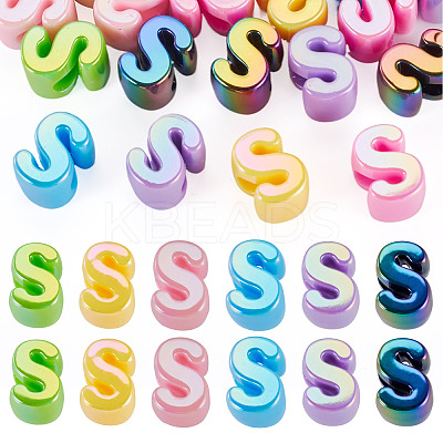 20Pcs UV Plating Opaque Acrylic European Beads OACR-TADJ0001-16S-1