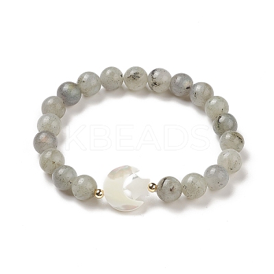 Natural Labradorite & Synthetic Hematite Stretch Bracelet BJEW-M236-01K-1