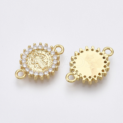 Brass Micro Pave Cubic Zirconia Links Connectors ZIRC-T005-035A-G-1