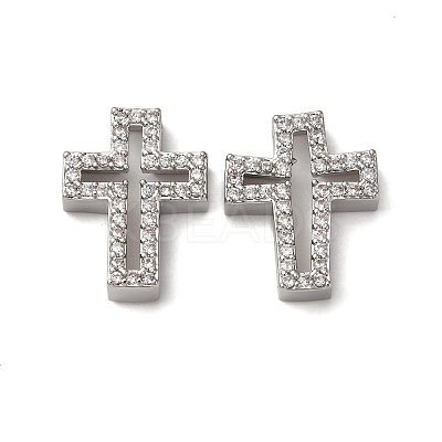 Brass Micro Pave Clear Cubic Zirconia Charms KK-Z112-33P-1