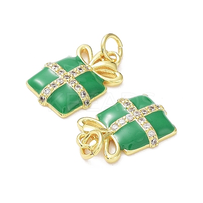 Brass with Clear Cubic Zirconia Enamel Pendants KK-G469-04G-1