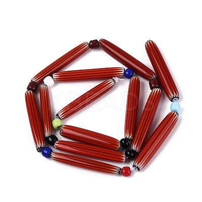 Handmade Millefiori Glass Lampwork Strip Beads Strands LA-N047-01D-1