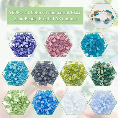880pcs 11 colors 6/0 Transparent Glass Seed Beads SEED-NB0001-68-1