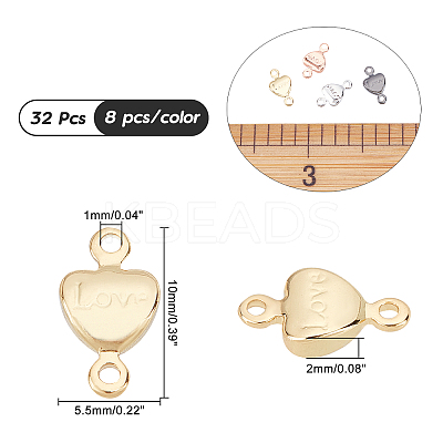 32Pcs 4 Colors Brass Links Connectors KK-AR0002-27-1