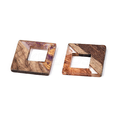Opaque Resin & Walnut Wood Pendants RESI-T060-52M-1