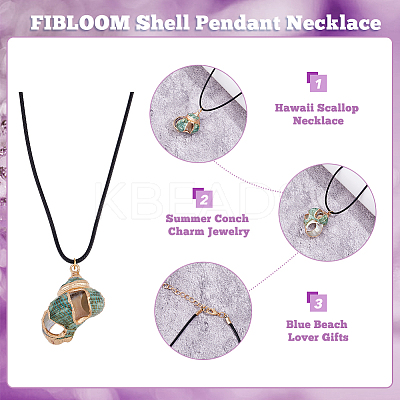 6Pcs 6 Style Natural Shell Pendant Necklaces Set with Wax Cords for Women NJEW-AN0001-42-1