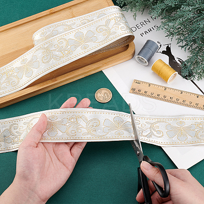 10 Yards Retro Flower Polycotton Ribbon SENE-WH0003-21-1