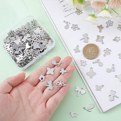240Pcs 6 Style 304 Stainless Steel Charms STAS-DC0003-21-1