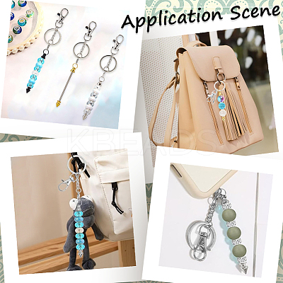 9Pcs 3 Colors Alloy Bullet Bar Beadable Keychain for Jewelry Making DIY Crafts KEYC-SC0001-10-1