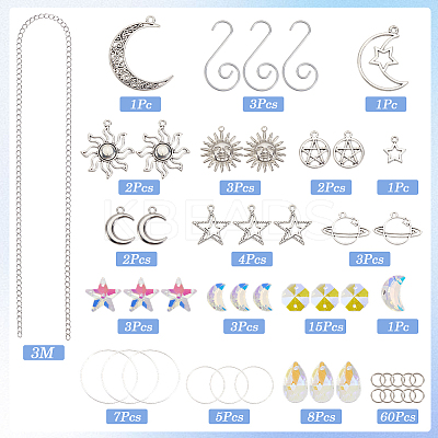 DIY Moon Star Hanging Suncatcher Making Kits DIY-SC0030-72-1
