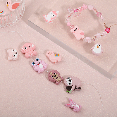 15Pcs 15 Styles Food Grade Eco-Friendly Silicone Focal Beads SIL-CA0002-21-1
