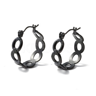 304 Stainless Steel Oval Link Chunky Hoop Earrings for Women Ion Plating(IP) EJEW-P197-06EB-1