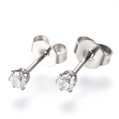 Gifts for Boyfriend Valentines Day Cubic Zirconia Ear Studs X-EJEW-H072-01-1