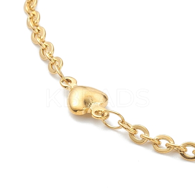 PVD Vacuum Plating 304 Stainless Steel Heart Link Chain Necklaces NJEW-I248-18G-1