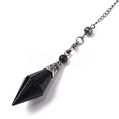 Natural & Synthetic Gemstone Rhombus Faceted Poined Dowsing Pendulums G-Q184-05AS-1