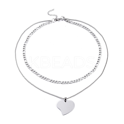 Non-Tarnish 304 Stainless Steel Double Layer Necklaces NJEW-M181-12P-1