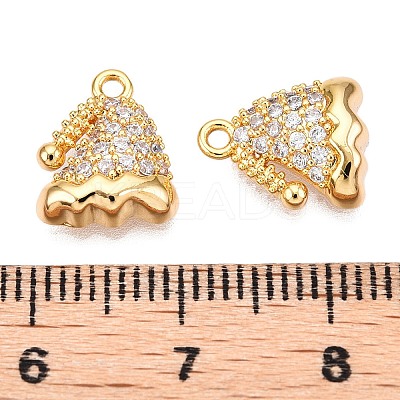 Christmas Theme Brass Pave Clear Cubic Zirconia Charms KK-T073-05G-1