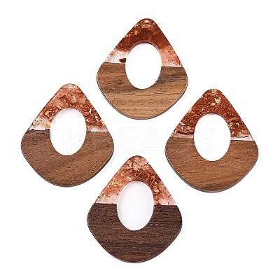 Transparent Resin and Walnut Wood Pendants RESI-T057-07C-1