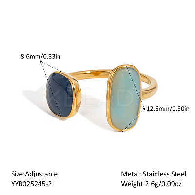 304 Stainless Steel Colorful Open Cuff Rings for Women NC3408-2-1
