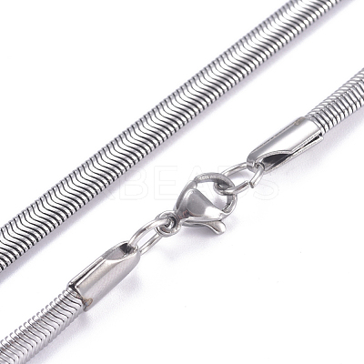 Non-Tarnish 304 Stainless Steel Flat Snake Chains Necklaces NJEW-G340-04P-01-1