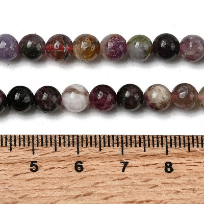 Round Natural Multicolor Tourmaline Beads Strands G-K068-13-6mm-01-1