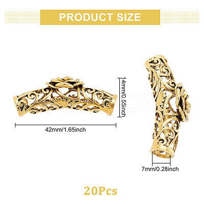 20Pcs Tibetan Style Alloy Curved Tube Beads FIND-DC0002-41-1