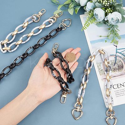 Acrylic and Spray Painted CCB Plastic Chains Bag Handles AJEW-FH0001-25-1