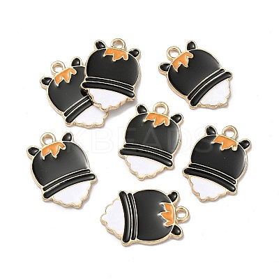 Halloween Light Gold Tone Alloy Enamel Pendants ENAM-P247-26KCG-1