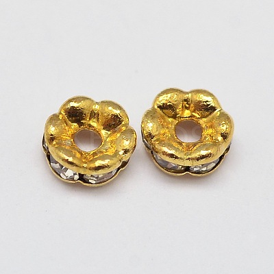 Flower Brass Crystal Rhinestone Bead Spacers RB-D302-G-1