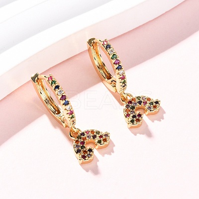 Rainbow Brass Micro Pave Cubic Zirconia Hoop Earrings EJEW-F384-13G-1