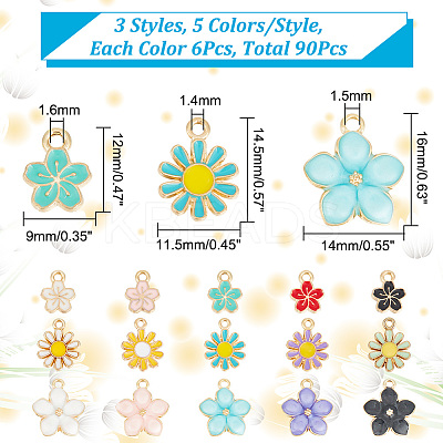 90Pcs 15 Style Alloy Enamel Charms ENAM-HY0003-11-1