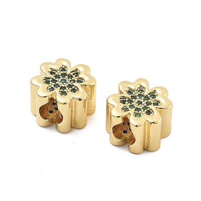 Brass Micro Pave Cubic Zirconia European Beads KK-Q006-41G-02-1