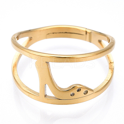 Ion Plating(IP) 304 Stainless Steel High-Heeled Shoes Adjustable Ring for Women RJEW-T027-07G-1