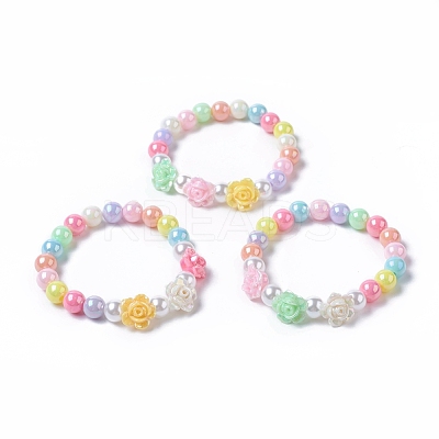 Kids Acrylic Beaded Stretch Bracelets BJEW-JB04837-M-1