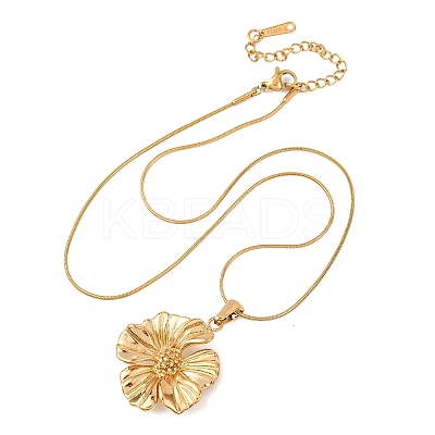 304 Stainless Steel Flower Pendant Snake Chain Necklaces for Women NJEW-F354-11B-G-1