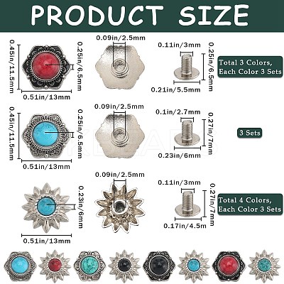 24 Sets 8 Style Alloy Buttons FIND-CP0001-85-1