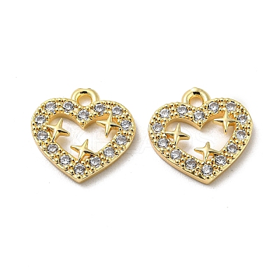 Brass Micro Pave Clear Cubic Zirconia Charms KK-H460-49G-1