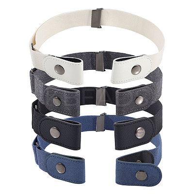 4Pcs 4 Colors Polyester No Buckle Invisible Elastic Stretch Belt AJEW-CA0004-18-1