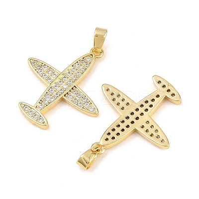 Brass Micro Pave Clear Cubic Zirconia Pendants KK-G549-18E-G-1