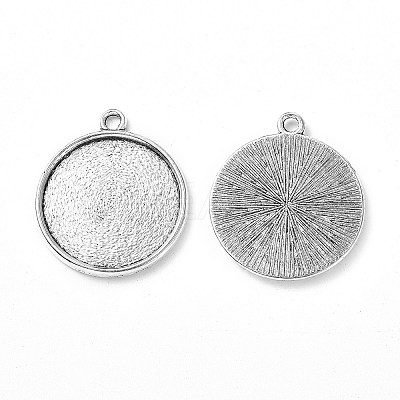 Tibetan Style Antique Silver Alloy Flat Round Pendant Cabochon Settings LS-TIBEP-M022-45AS-1
