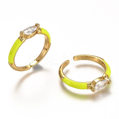 Brass Enamel Cuff Rings RJEW-C100-35G-D-1