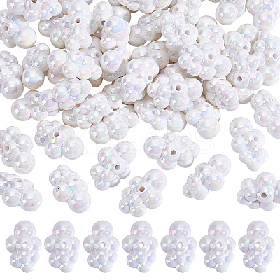 50Pcs UV Plating Iridescent Acrylic Bead OACR-GO0001-02-1