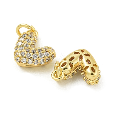 Rack Plating Brass Micro Pave Clear Cubic Zirconia Charms KK-Z067-23G-03-1