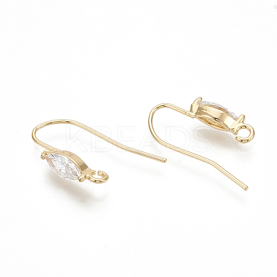 Brass Earring Hooks X-ZIRC-Q019-006G-1