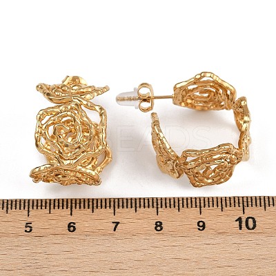 304 Stainless Steel Hollow Flower Stud Earrings EJEW-A138-06G-1