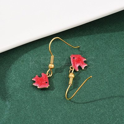 Ocean Series 304 Stainless Steel Enamel Dangle Earrings LS-EJEW-K017-01H-G-1
