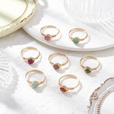 Natural Tourmaline Finger Rings RJEW-JR00930-1