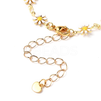 Brass Enamel Daisy Link Bracelets BJEW-JB05674-1