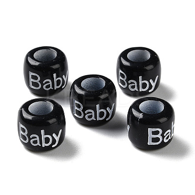 Spray Printed Opaque Acrylic European Beads SACR-P031-31B-01-1