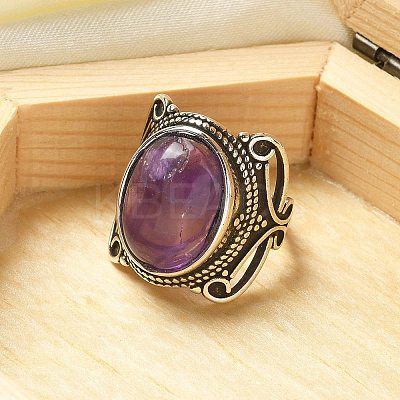Natural Amethyst Adjustable Rings RJEW-I108-02AS-02-1